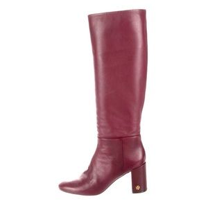 𝅺tory Burch Burgundy leather tall riding boots size 6